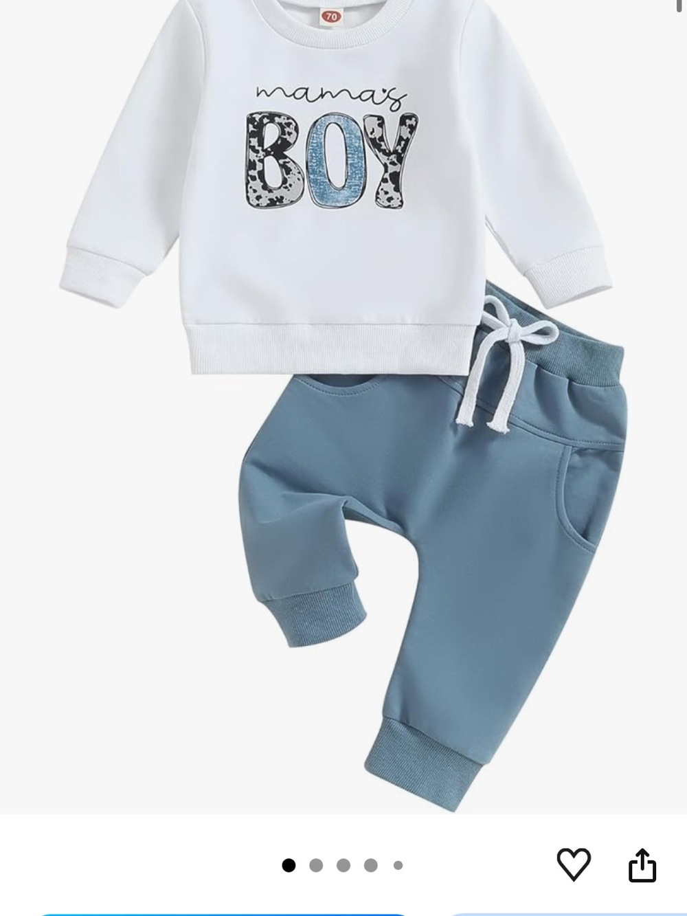 Mama's Boy White Sweatshirt and Blue Jogger Set